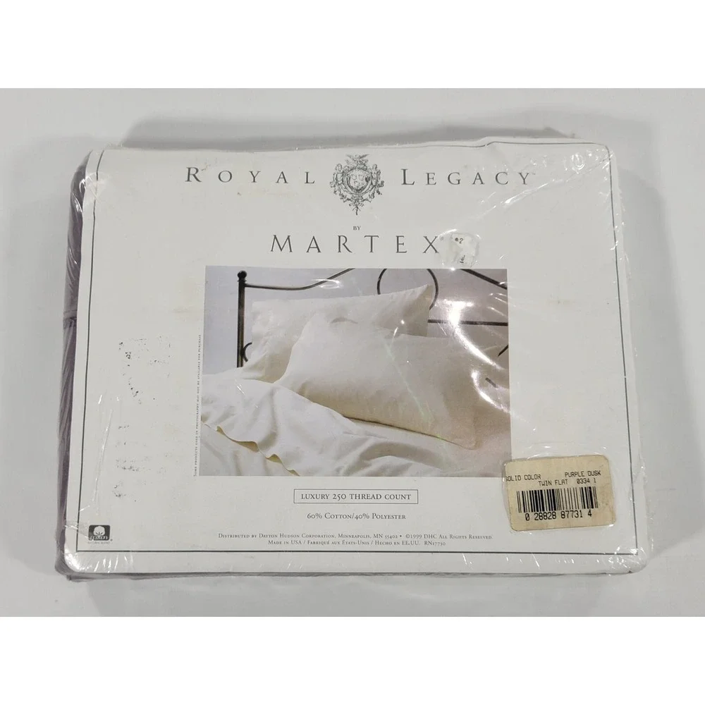 Vintage Royal Legacy by Martex Twin Flat Sheet Purple Dusk 250 Thread Count NEW